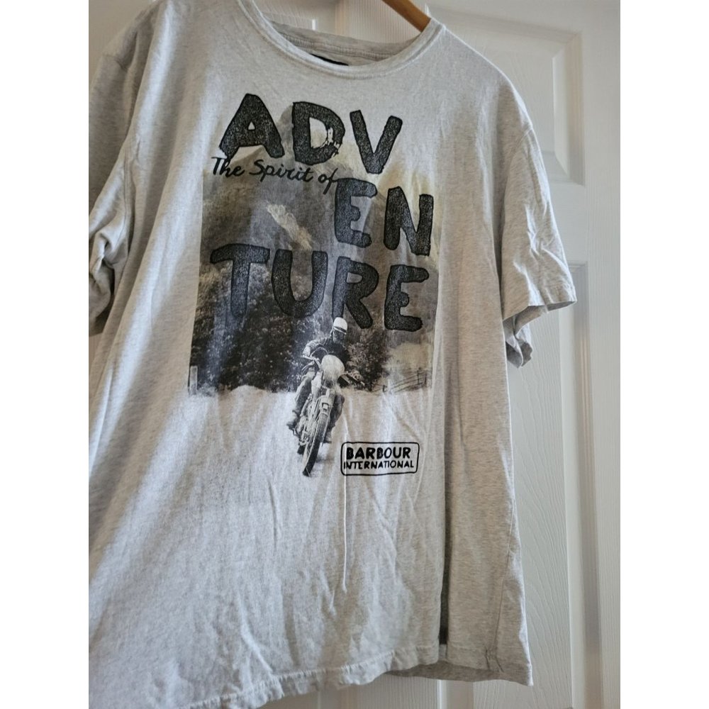 Barbour international Mens Gray Motorcycle Adventure tee shirt size 2XL